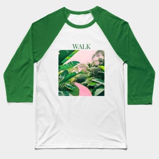 Tropical Walk - Jungle Vibes Tee, Exotic Nature-inspired Shirt, Wanderlust T-shirt, Aesthetic Jungle Design, Pink and Green Tee Baseball T-Shirt